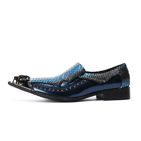Gene's Rocker Genuine Leather Dress Shoes Metal Pointed Toe