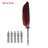Feather Calligraphy Dip Pen Writing Set with 5 Nibs