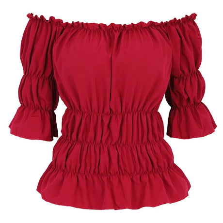 16 Colours Medieval Renaissance Blouses Off Shoulder Steampunk Cosplay Pirate Shirt Corset Top