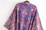 Elhiza's Purple Boho Long Kimono Robe Cover-up