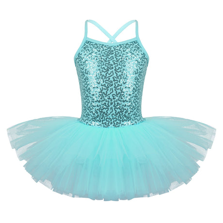Girls Shiny Sequins Tutu Ballet Dance Dress Leotard Skate Wear Ballerina Fairy Party Costume