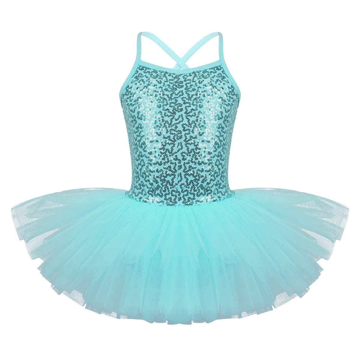 Girls Shiny Sequins Tutu Ballet Dance Dress Leotard Skate Wear Ballerina Fairy Party Costume