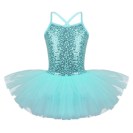 Girls Shiny Sequins Tutu Ballet Dance Dress Leotard Skate Wear Ballerina Fairy Party Costume