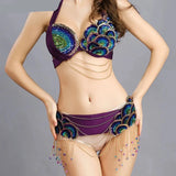 Peacock Belly Dance Beaded Bra and Belt Set