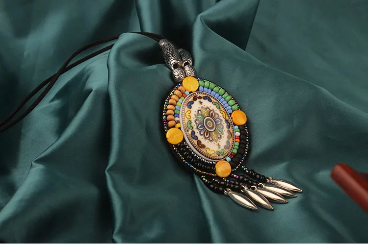 Handmade Beaded Leather Boho Necklaces