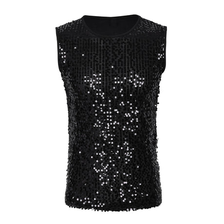 Mens Sequinned Tank Tops Festival Rave Party Clubwear