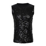 Mens Sequinned Tank Tops Festival Rave Party Clubwear