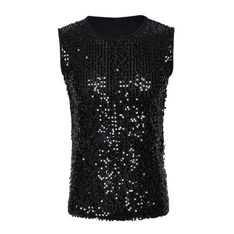 Mens Sequinned Tank Tops Festival Rave Party Clubwear