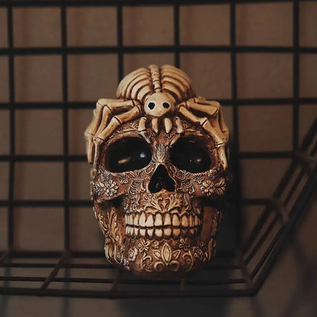 Skull And Spider Resin Statues Skeleton Dark Academia Home Office Desk Decor Halloween Party Decoration