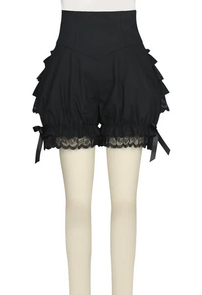 Red and Black Gothic Steampunk Lolita Ruffle Lace Cotton Bloomers