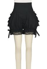 Red and Black Gothic Steampunk Lolita Ruffle Lace Cotton Bloomers