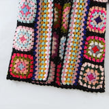 Granny Square Hand Crochet Mohair Hooded Long Cardigan