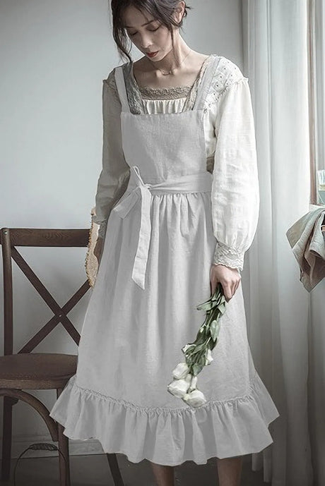 Emma's Cotton Linen Frilled Aprons Smock