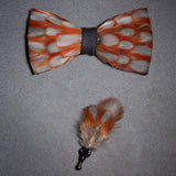 Men's Bow Tie & Pin Set Handmade Natural Feather Gift Box