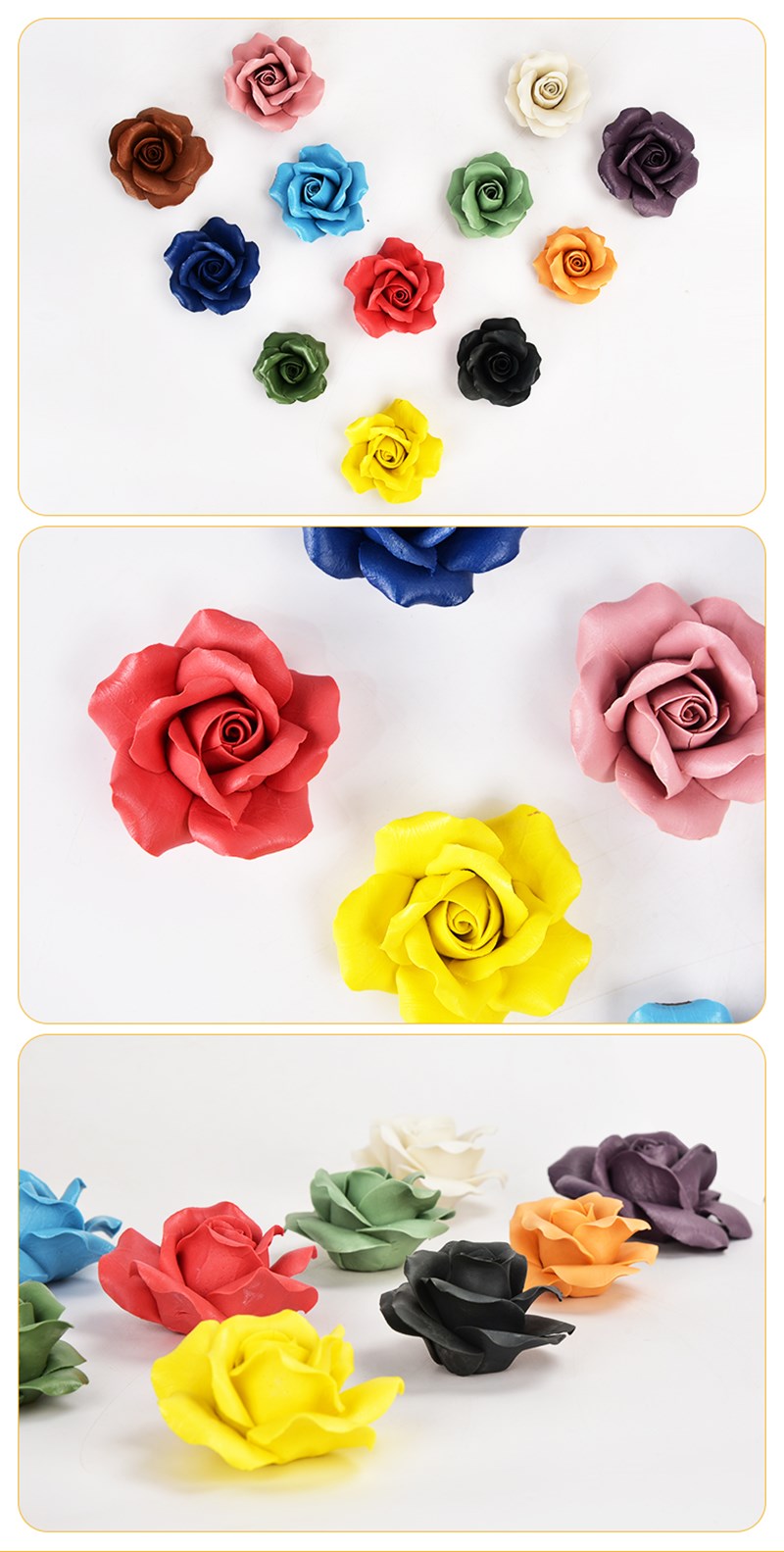 3pcs set Pottery Art Rose Cutting Mould DIY Handmade Ceramics Die