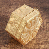 Golden Peacock Hexagonal Metal Jewellery Box