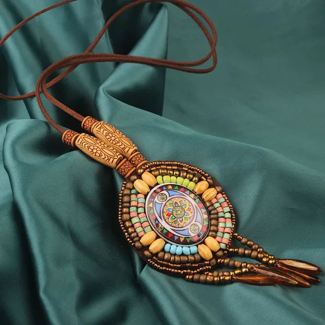 Handmade Beaded Leather Boho Necklaces