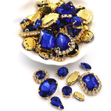 50pcs/Bag Shiny Mixed Shape Sew On Glass Rhinestone Gold Claw Crystal Buckle DIY Decoration 24 Colours