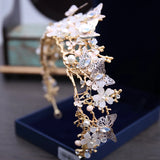 Princess Farfalla's Crystal Beads Pearl Butterfly Crown Jewellery Necklace Earrings Tiara Wedding Set