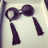 Baroque Black Tassel Sunglasses