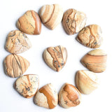 Twelve Natural Stone Heart Shape Cabochons for Jewellery Making 25mm