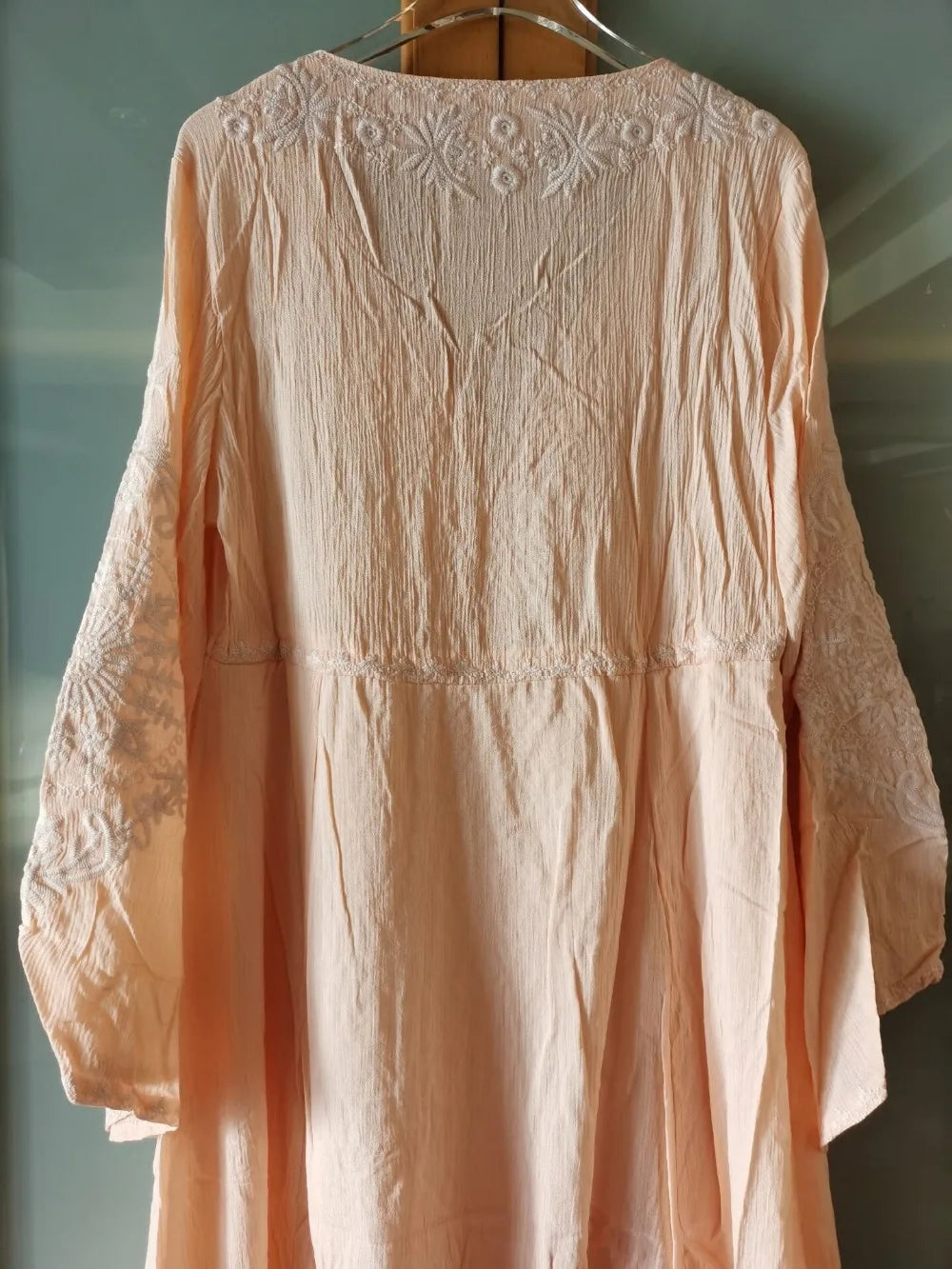 Laney's Long Sleeve Vintage Embroidered Cotton Boho Dress