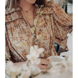 Saffy's Boho Blouse Floral Print Buttons Down Top