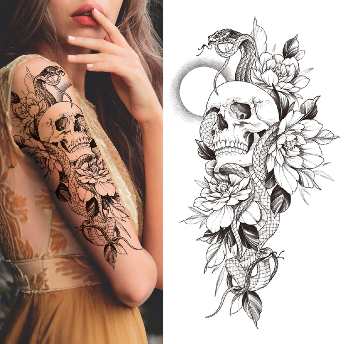Large Peony Temporary Tattoos