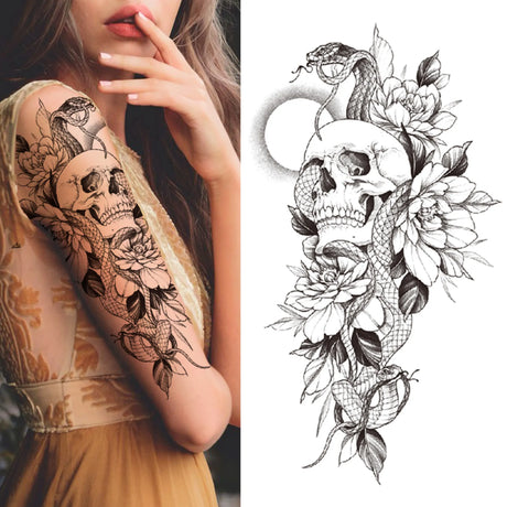 Large Peony Temporary Tattoos