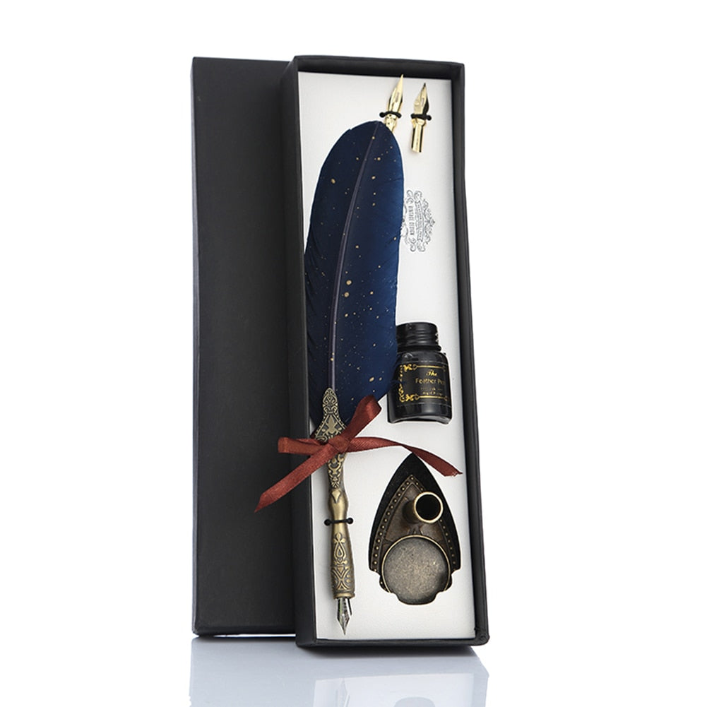 Calligraphy Feather Quill Fountain Pen Set Gift Box.