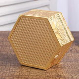Golden Peacock Hexagonal Metal Jewellery Box