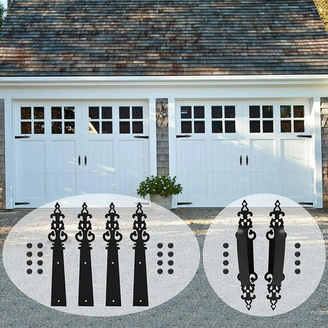 Steel Door Hardware Kit Decorative Carriage House Mounted Hinges Handles