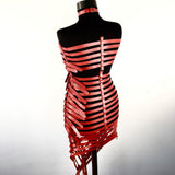 Gothic Faux Leather Long Black Strapped Corset Skirt