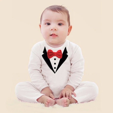Baby Boy Gentleman Tuxedo Romper Cotton Clothes Newborn One-Piece Outfit Party Suit