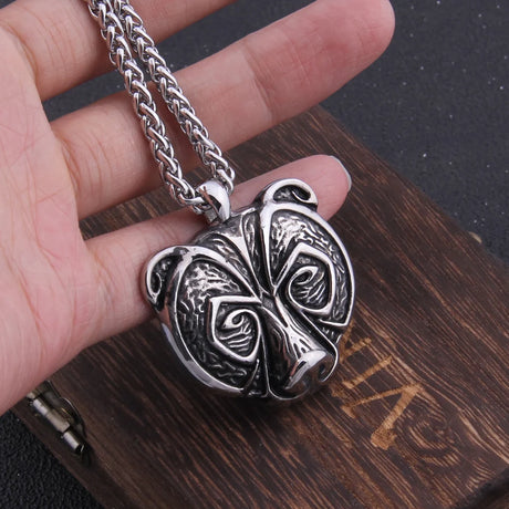 Stainless Steel Viking Bear Necklace Men's Gift with Wooden Box