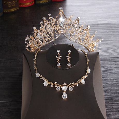 Bridal Jewellery Set - Crown, Earrings & Necklace.