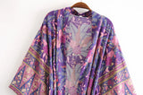 Elhiza's Purple Boho Long Kimono Robe Cover-up