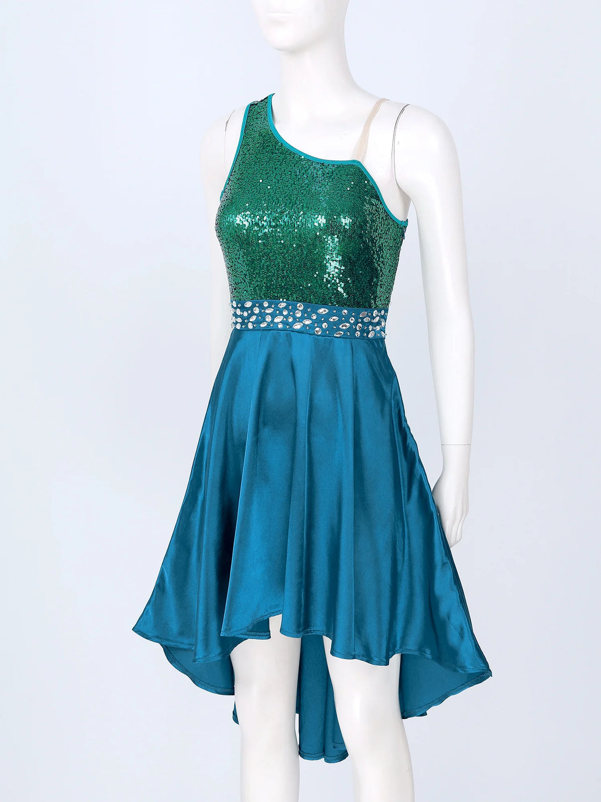 Adult Sparkly Sequin Ballet Tutu Gymnastics Leotard Dance Dress Asymmetrical Lyrical Dance Costumes