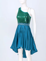 Adult Sparkly Sequin Ballet Tutu Gymnastics Leotard Dance Dress Asymmetrical Lyrical Dance Costumes