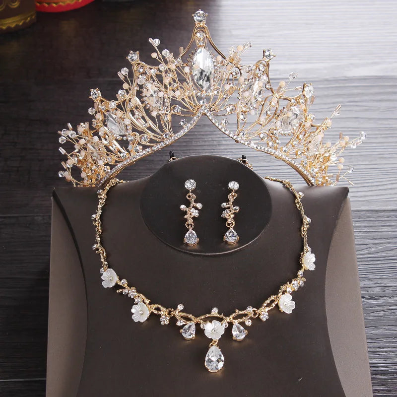 Bridal Jewellery Set - Crown, Earrings & Necklace.