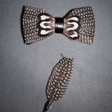 Men's Bow Tie & Pin Set Handmade Natural Feather Gift Box
