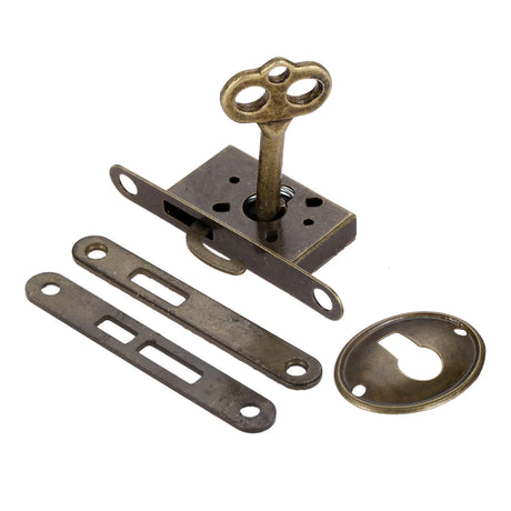 Antiqued Door Lock Set Furniture Hardware Fittings Counter Drawer Bronze Sliding Door Lock with Key