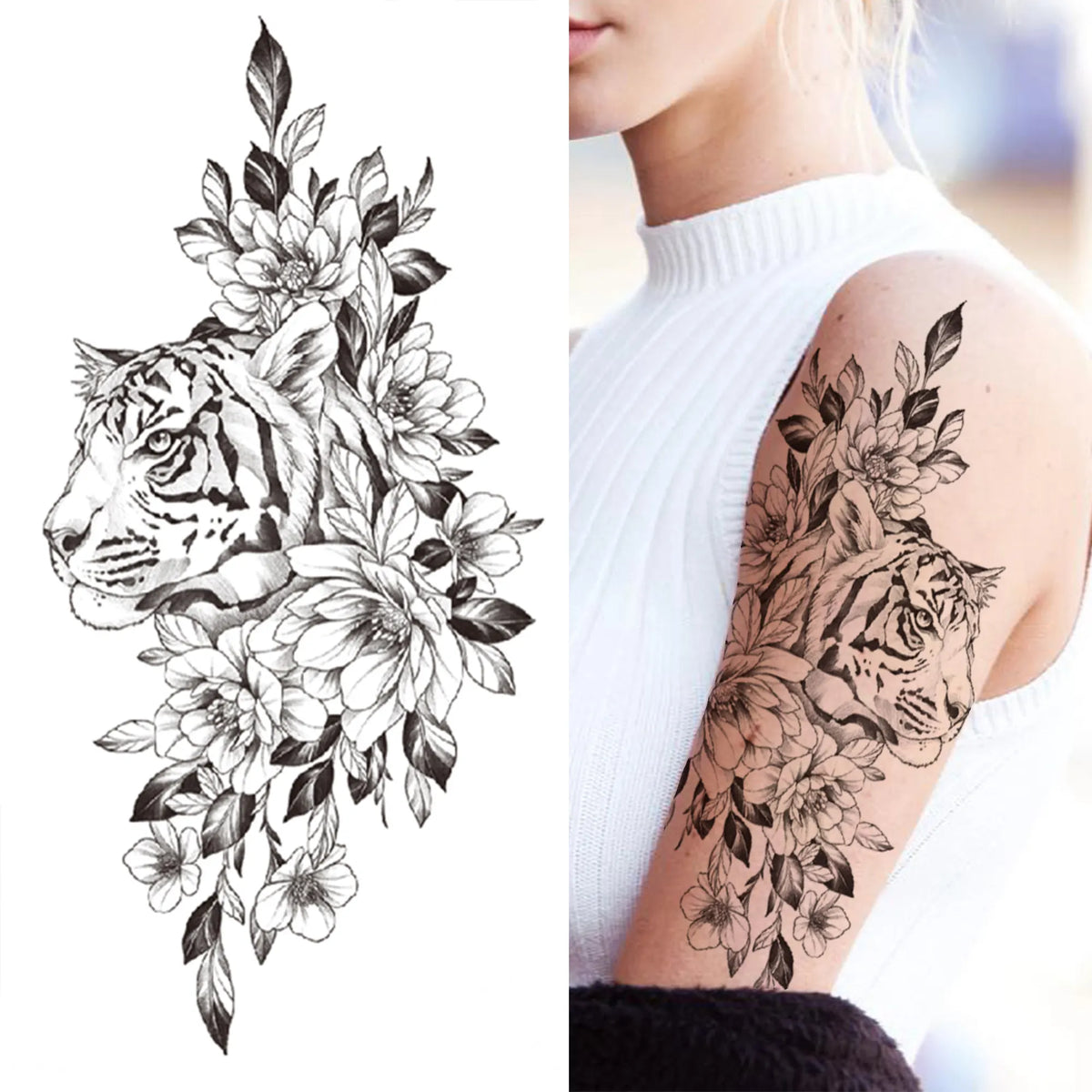 Large Peony Temporary Tattoos