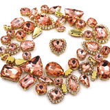 50pcs/Bag Shiny Mixed Shape Sew On Glass Rhinestone Gold Claw Crystal Buckle DIY Decoration 24 Colours