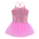 Girls Shiny Sequins Tutu Ballet Dance Dress Leotard Skate Wear Ballerina Fairy Party Costume