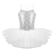 Girls Shiny Sequins Tutu Ballet Dance Dress Leotard Skate Wear Ballerina Fairy Party Costume