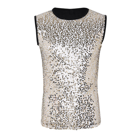 Mens Sequinned Tank Tops Festival Rave Party Clubwear