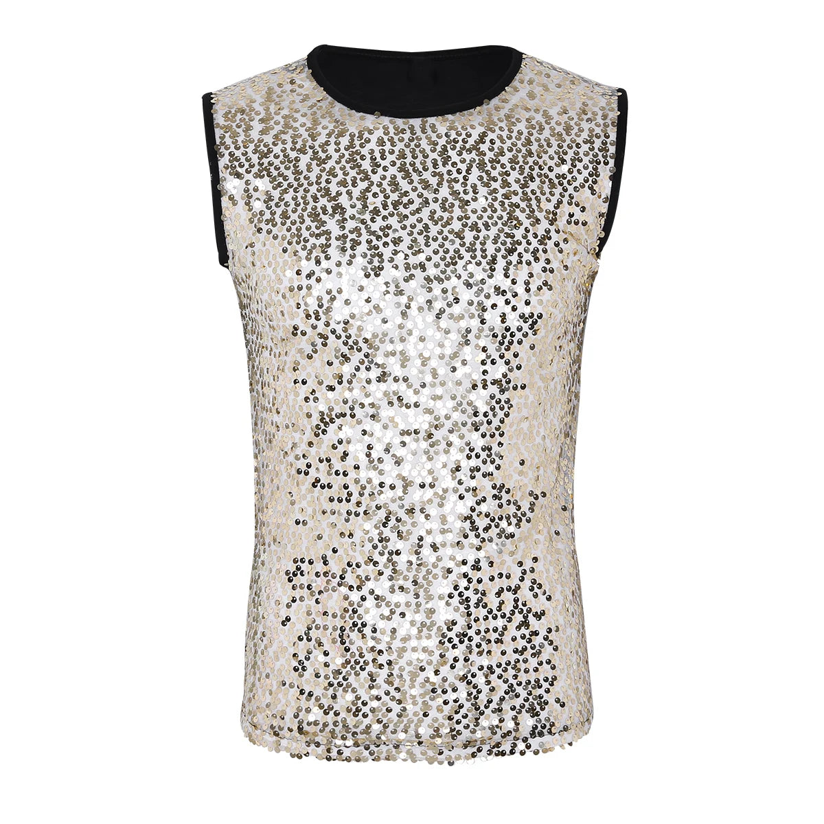 Mens Sequinned Tank Tops Festival Rave Party Clubwear
