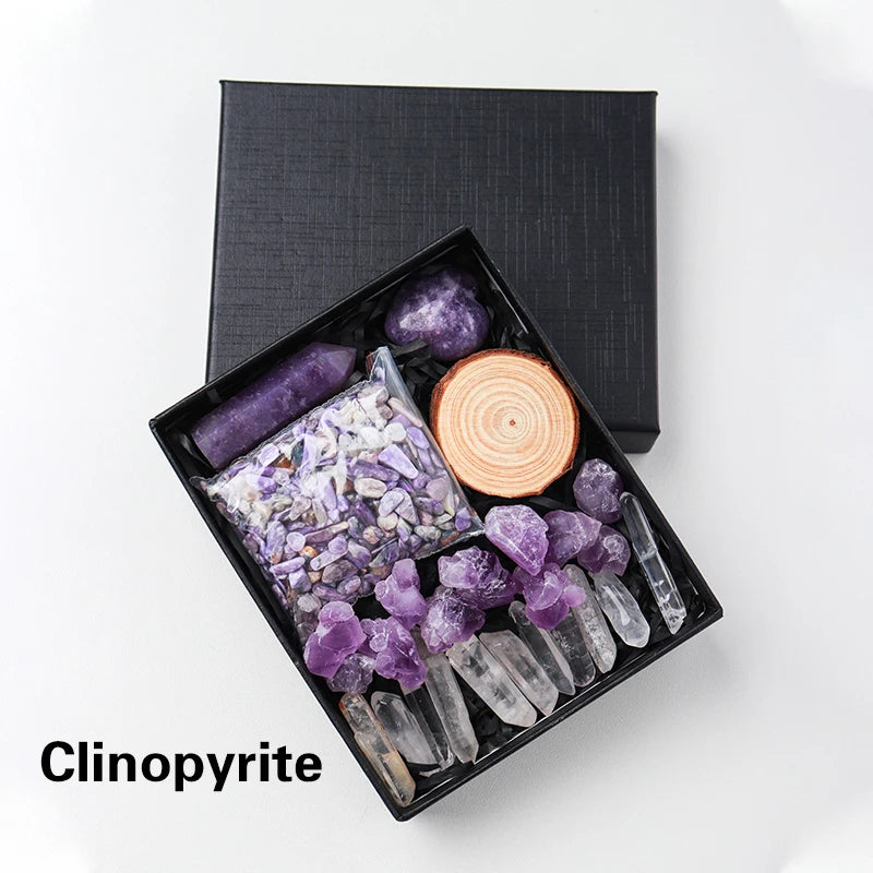 Natural Crystal Gift Sets Amethyst Clear Quartz Rose Quartz Gifts Box