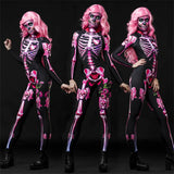 Day of the Dead Skeleton Bodycon Halloween Costume Adult Kids One Piece Rose Bodysuit